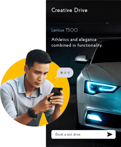 Book a test drive Image of a customer booking a test drive with their mobile device