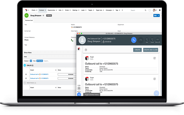 SugarCRM integration interface